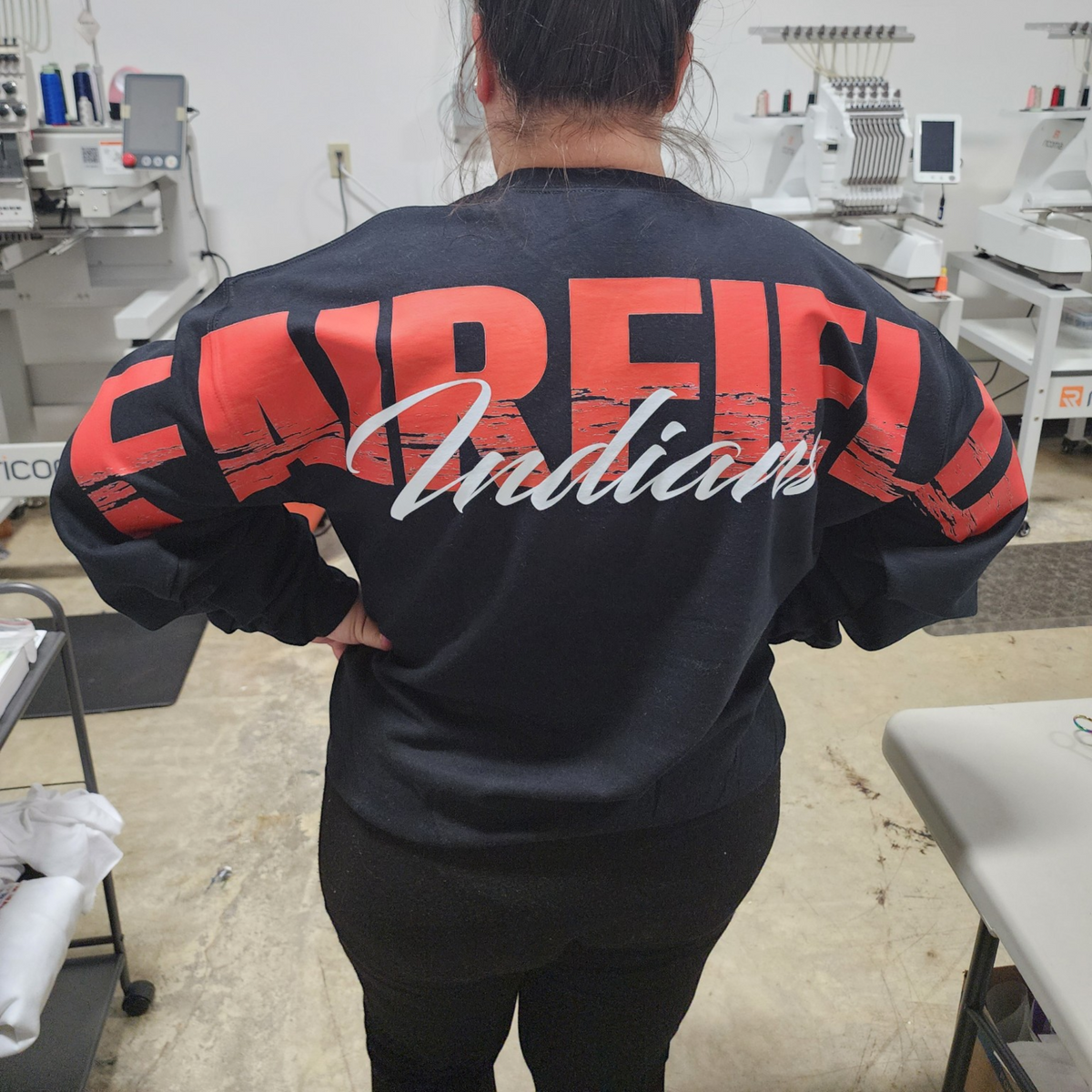 Custom School Spirit Sweatshirt | Personalized School Colors Big Back Spirit Wear
