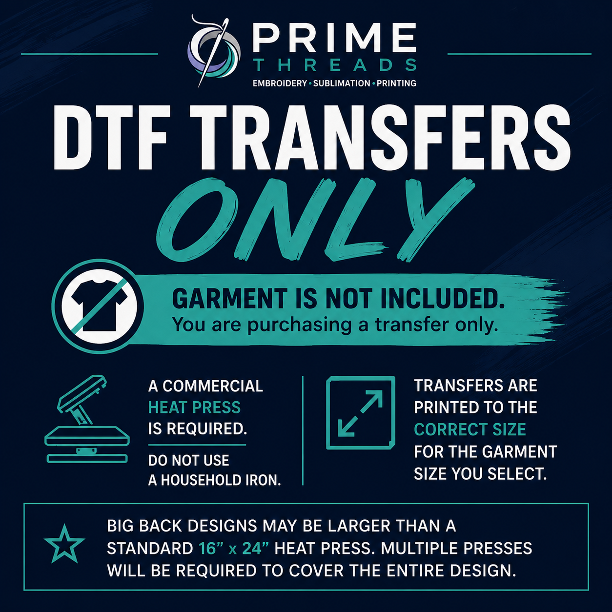 Custom Big Back DTF Transfers