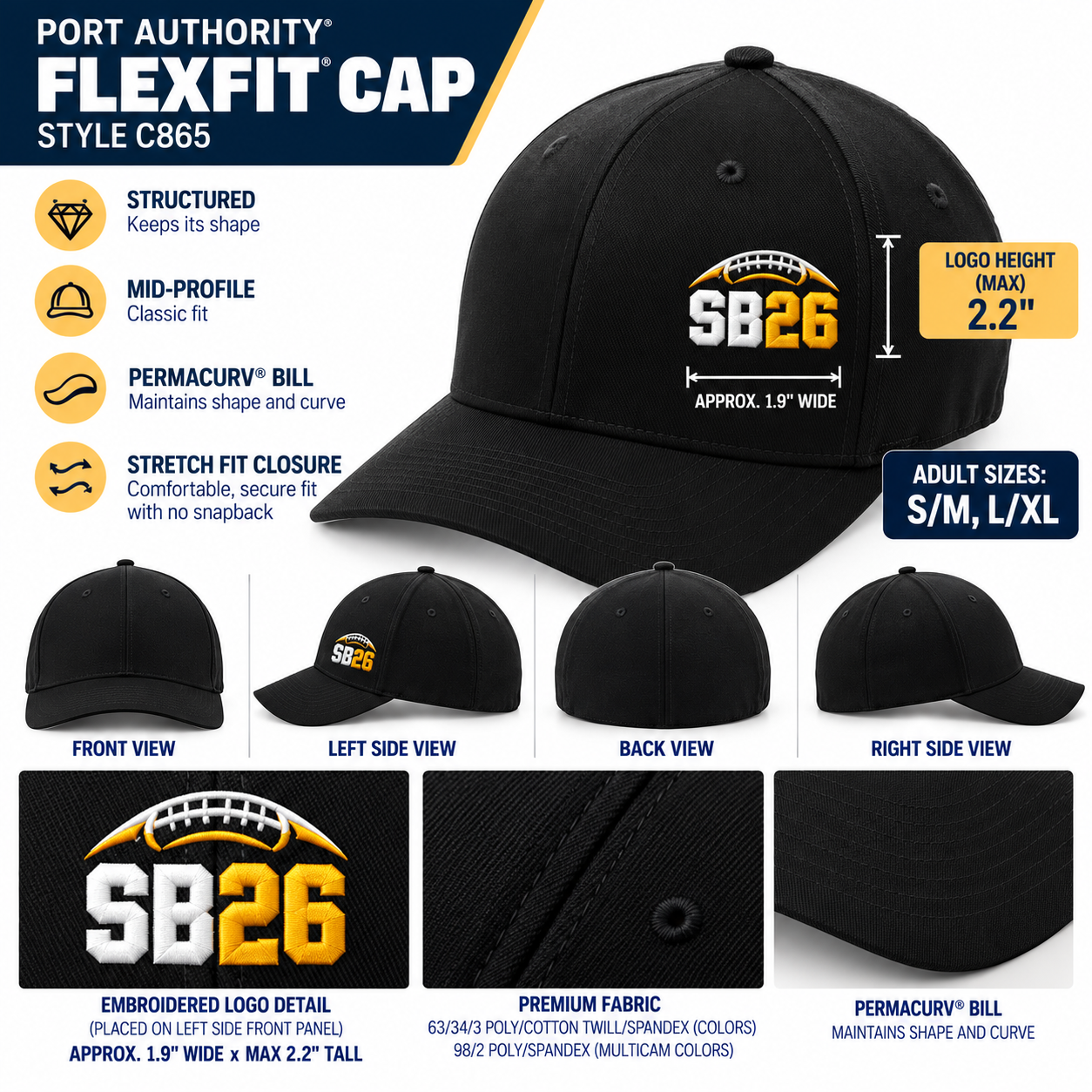 Official GCYFL Superbowl Fitted Embroidered Hat 3.0